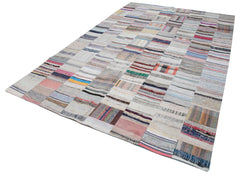 Kirk Yama Grey Patchwork Cotton Wool Handmade Area Rug 7'5'' x 11'7''