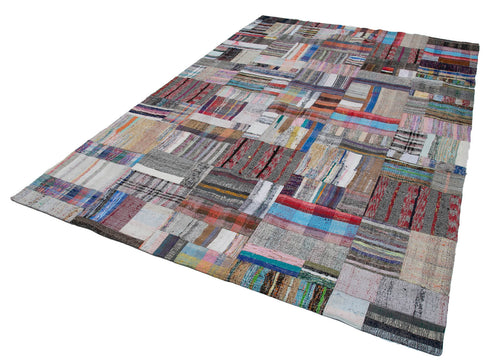 Kirk Yama Grey Patchwork Cotton Wool Handmade Area Rug 7'3'' x 11'1''