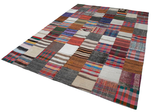 Kirk Yama Grey Patchwork Cotton Wool Handmade Area Rug 7'10'' x 10'9''