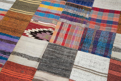 Kirk Yama Grey Patchwork Cotton Wool Handmade Area Rug 7'10'' x 10'9''
