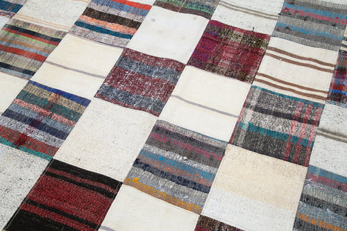 Handmade Area Rug - Grey Patchwork Cotton Wool Rug 7'8'' x 10'10'' by Agacan