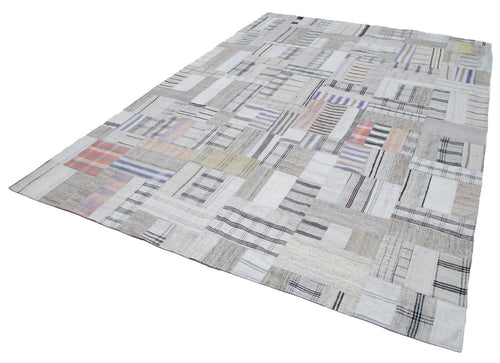 Kirk Yama Beige Patchwork Cotton Wool Handmade Area Rug 8'0'' x 11'5''