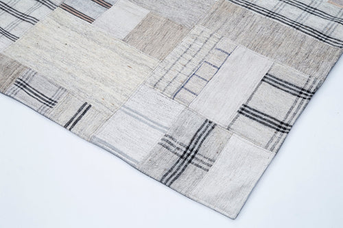 Kirk Yama Beige Patchwork Cotton Wool Handmade Area Rug 8'0'' x 11'5''