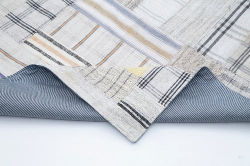 Kirk Yama Beige Patchwork Cotton Wool Handmade Area Rug 8'0'' x 11'5''