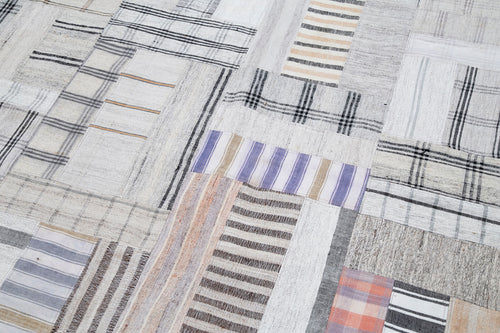 Kirk Yama Beige Patchwork Cotton Wool Handmade Area Rug 8'0'' x 11'5''