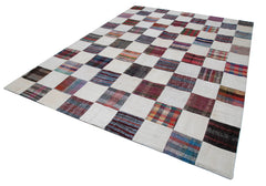 Kirk Yama Grey Patchwork Cotton Wool Handmade Area Rug 8'8'' x 11'8''