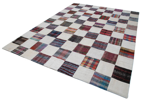 Kirk Yama Grey Patchwork Cotton Wool Handmade Area Rug 8'8'' x 11'8''