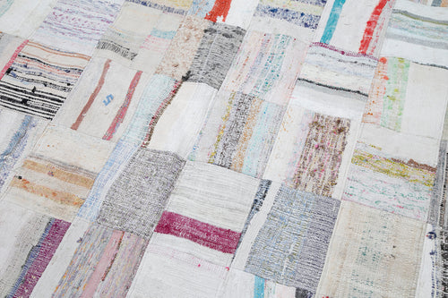 Handmade Area Rug – Kirk Yama Beige Patchwork Cotton Wool Carpet 8'2''x12'