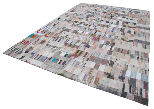 Kirk Yama Grey Patchwork Cotton Wool Handmade Area Rug 9'3'' x 13'0''