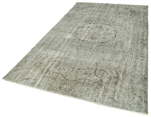 Handmade Area Rug – Overdyed Grey Vintage Wool Cotton Carpet 5'5''x9'4''