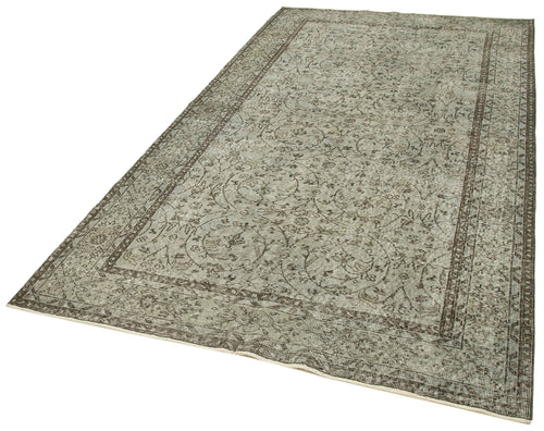 Overdyed Vintage Grey Vintage Cotton Wool Handmade Area Rug 5'4'' x 9'6''