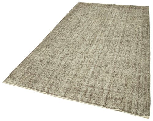 Overdyed Vintage Brown Vintage Cotton Wool Handmade Area Rug 5'5'' x 9'2''