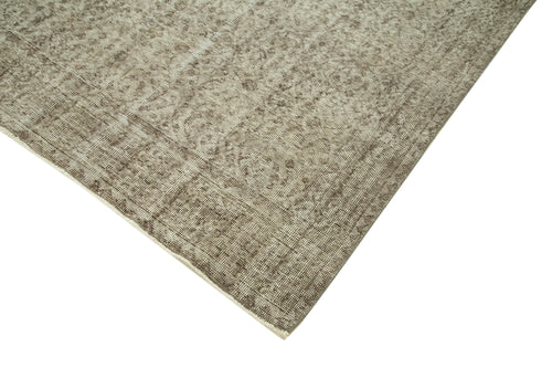 Overdyed Vintage Brown Vintage Cotton Wool Handmade Area Rug 5'5'' x 9'2''