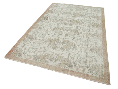 Vintage Beige Vintage Cotton Wool Handmade Area Rug 5'8'' x 8'10''