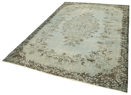 Overdyed Vintage Blue Vintage Cotton Wool Handmade Area Rug 6'0'' x 9'5''