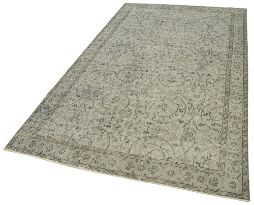 Overdyed Vintage Grey Vintage Cotton Wool Handmade Area Rug 4'11'' x 8'9''