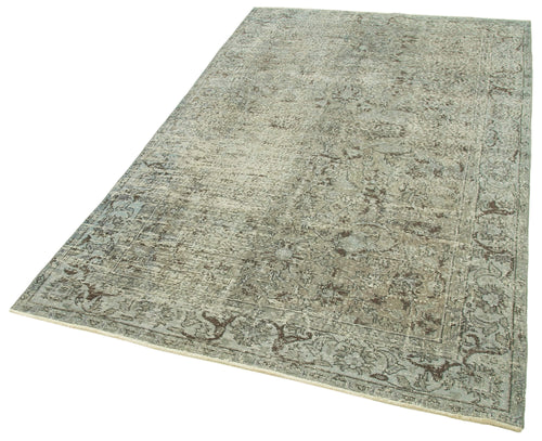 Overdyed Vintage Grey Vintage Cotton Wool Handmade Area Rug 4'11'' x 8'6''