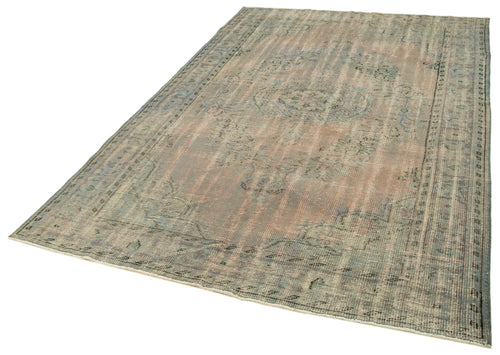 Overdyed Vintage Blue Vintage Cotton Wool Handmade Area Rug 5'10'' x 8'6''