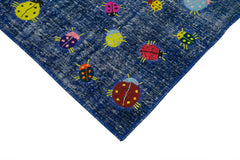 Kirk Yama Blue Patchwork Cotton Wool Handmade Area Rug 5'1'' x 7'5''