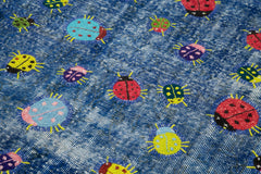 Kirk Yama Blue Patchwork Cotton Wool Handmade Area Rug 5'1'' x 7'5''