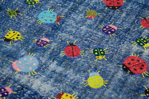 Kirk Yama Blue Patchwork Cotton Wool Handmade Area Rug 5'1'' x 7'5''