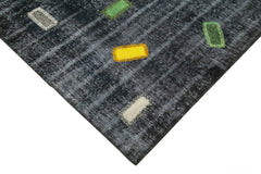 Handmade Area Rug - Kirk Yama Black Patchwork Cotton Wool Carpet 7'3''x9'11''
