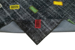 Handmade Area Rug - Kirk Yama Black Patchwork Cotton Wool Carpet 7'3''x9'11''