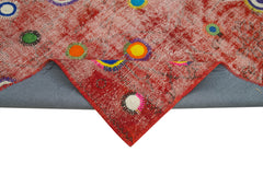 Kirk Yama Red Patchwork Cotton Wool Handmade Area Rug 5'10'' x 7'0''