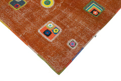 Kirk Yama Orange Patchwork Cotton Wool Handmade Area Rug 6'4'' x 9'11''
