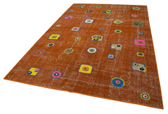 Handmade Area Rug – Kirk Yama Orange Patchwork Cotton Wool Carpet 6'4''x9'10''