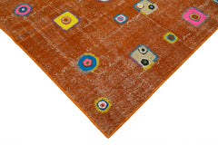 Handmade Area Rug – Kirk Yama Orange Patchwork Cotton Wool Carpet 6'4''x9'10''