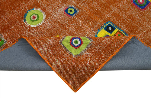 Handmade Area Rug – Kirk Yama Orange Patchwork Cotton Wool Carpet 6'4''x9'10''