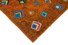 Kirk Yama Orange Patchwork Cotton Wool Handmade Area Rug 6'10'' x 9'7''