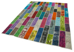 Handmade Area Rug - Grey Patchwork Cotton Wool Rug, Soft Durable Carpet 6'x8'