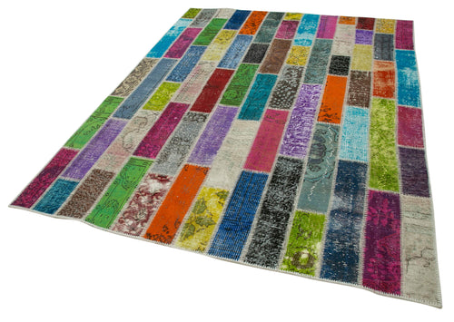 Handmade Area Rug - Grey Patchwork Cotton Wool Rug, Soft Durable Carpet 6'x8'