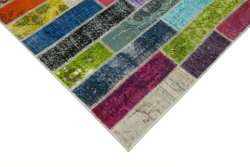 Handmade Area Rug - Grey Patchwork Cotton Wool Rug, Soft Durable Carpet 6'x8'