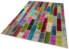 Kirk Yama Grey Patchwork Cotton Wool Handmade Area Rug 5'11'' x 8'0''