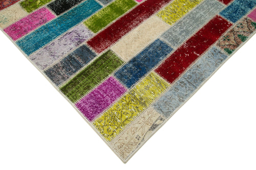 Kirk Yama Grey Patchwork Cotton Wool Handmade Area Rug 5'11'' x 8'0''