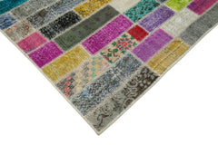 Handmade Area Rug - Kirk Yama Grey Patchwork Cotton Wool Carpet 5'9''x8'0''