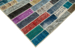 Kirk Yama Grey Patchwork Cotton Wool Handmade Area Rug 6'0'' x 7'10''