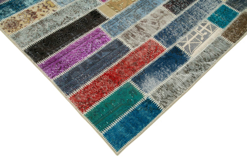 Kirk Yama Grey Patchwork Cotton Wool Handmade Area Rug 6'0'' x 7'10''
