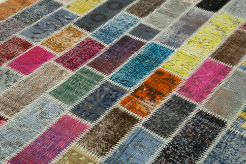 Kirk Yama Grey Patchwork Cotton Wool Handmade Area Rug 6'0'' x 7'10''