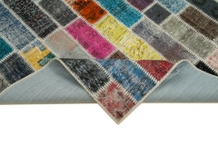Kirk Yama Grey Patchwork Cotton Wool Handmade Area Rug 6'0'' x 7'10''