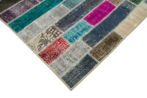 Kirk Yama Grey Patchwork Cotton Wool Handmade Area Rug 6'2'' x 8'2''