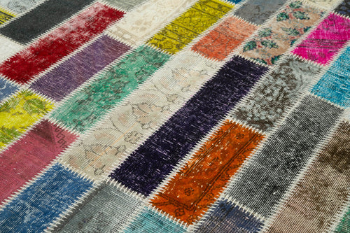Kirk Yama Grey Patchwork Cotton Wool Handmade Area Rug 6'2'' x 8'2''