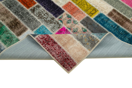 Kirk Yama Grey Patchwork Cotton Wool Handmade Area Rug 6'2'' x 8'2''