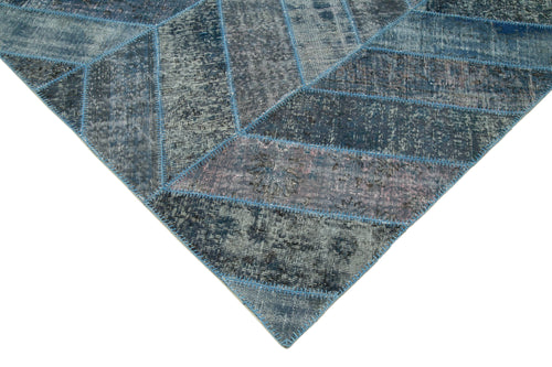 Kirk Yama Blue Patchwork Cotton Wool Handmade Area Rug 9'2'' x 12'2''