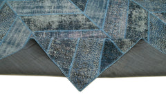 Kirk Yama Blue Patchwork Cotton Wool Handmade Area Rug 9'2'' x 12'2''