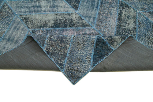 Kirk Yama Blue Patchwork Cotton Wool Handmade Area Rug 9'2'' x 12'2''