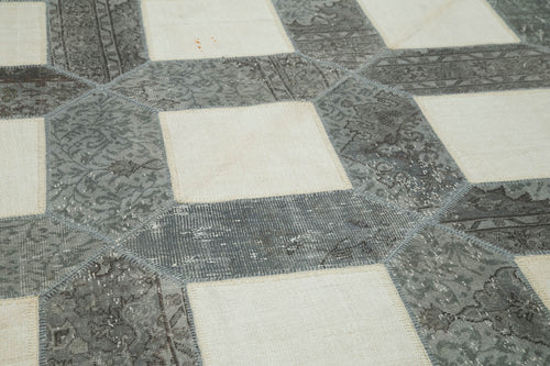 Handmade Area Rug – Kirk Yama Grey Patchwork Cotton Wool Carpet 8'3''x11'7''